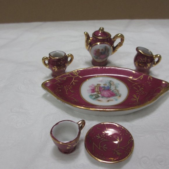 Small ceramic doll's tea coffee set 7 pc. Vintage - Picture 3 of 13